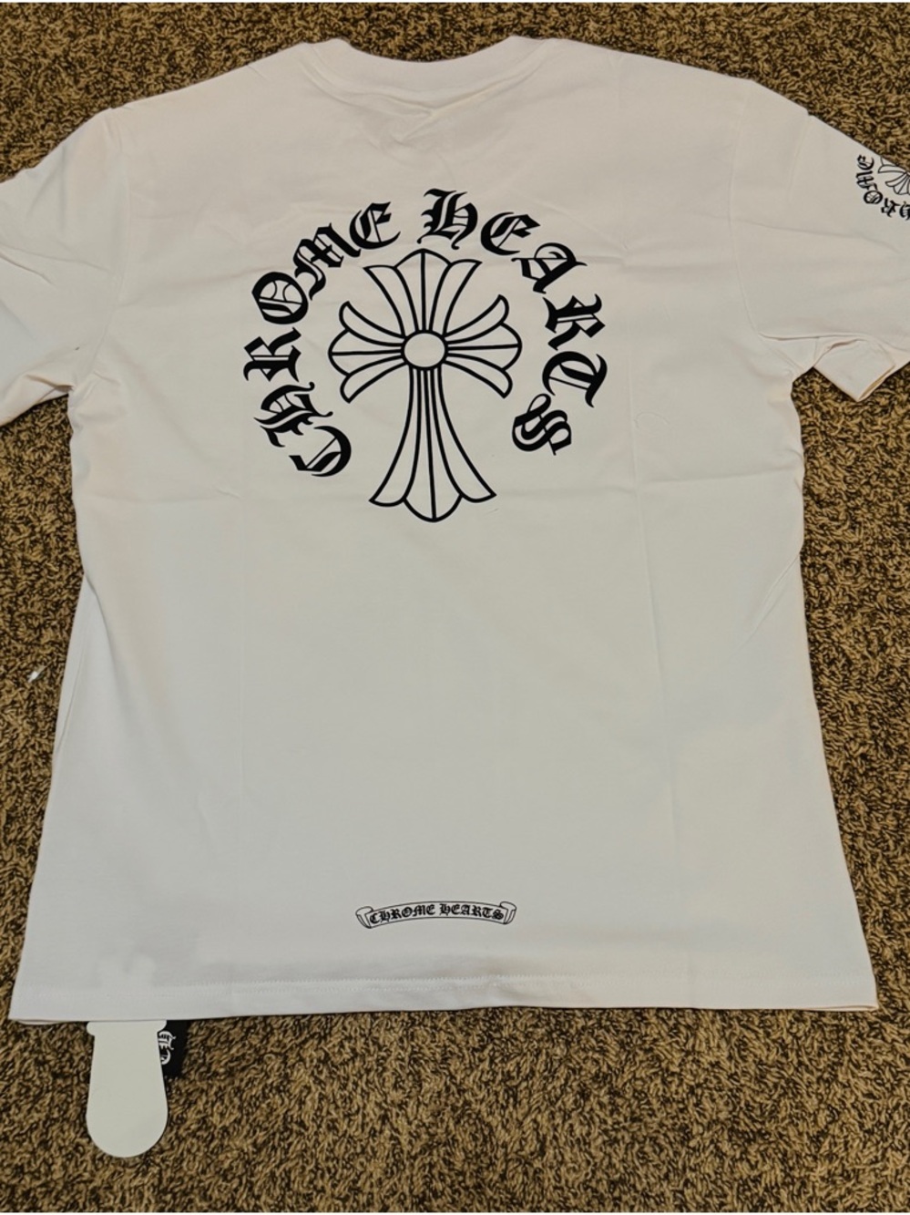 Chrome Hearts White Tee with Black Cross Back Graphic